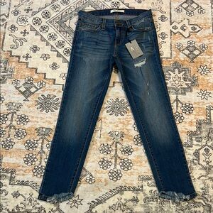 NWT ANGRY RABBIT 25 skinny destroyed wash cropped jeans with slant hem